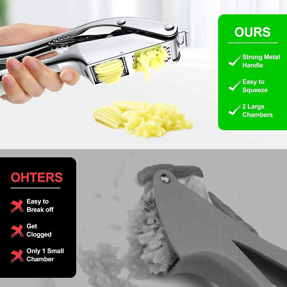 Stainless Steel 2 in 1 Garlic Press