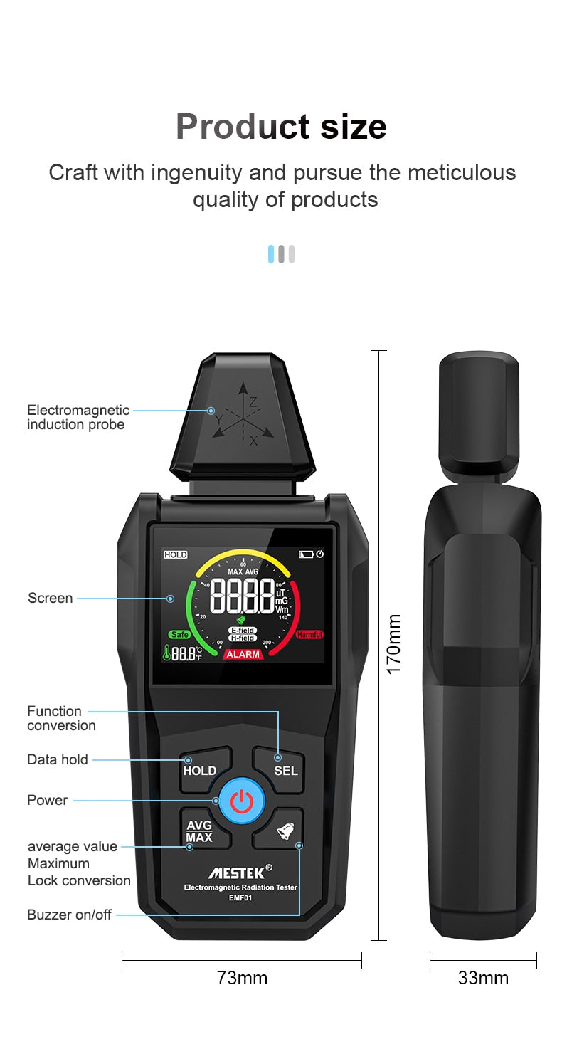 Electromagnetic Field Radiation Detector Tester Emf Meter Counter Emission Dosimeter Computer