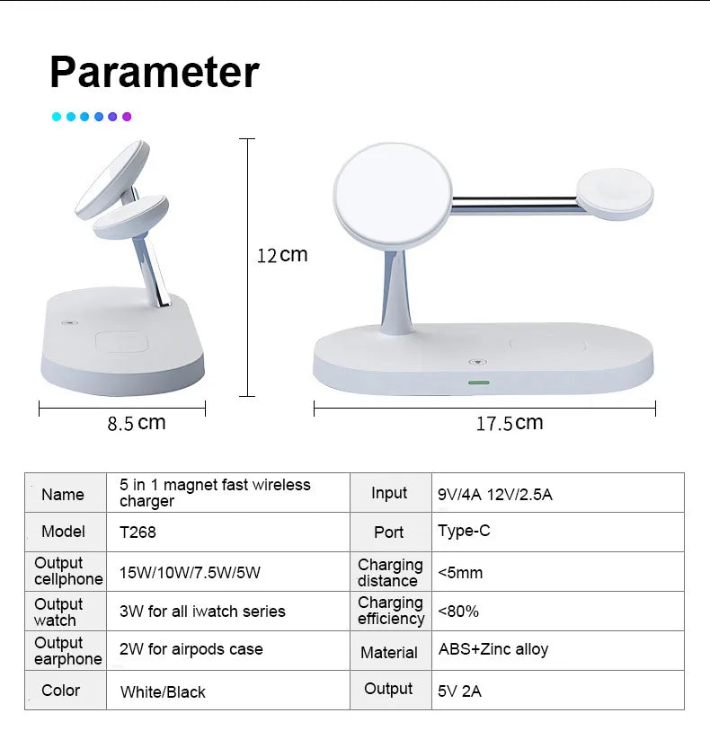 3 in 1  Wireless Charger For iPhone 15, 14, 13, 12 Pro Max for Apple Watch 5-9 &  Airpods Pro 2 3.