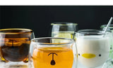 JUSTINLAU Creative Glass Double Wall Insulated Animal Mug