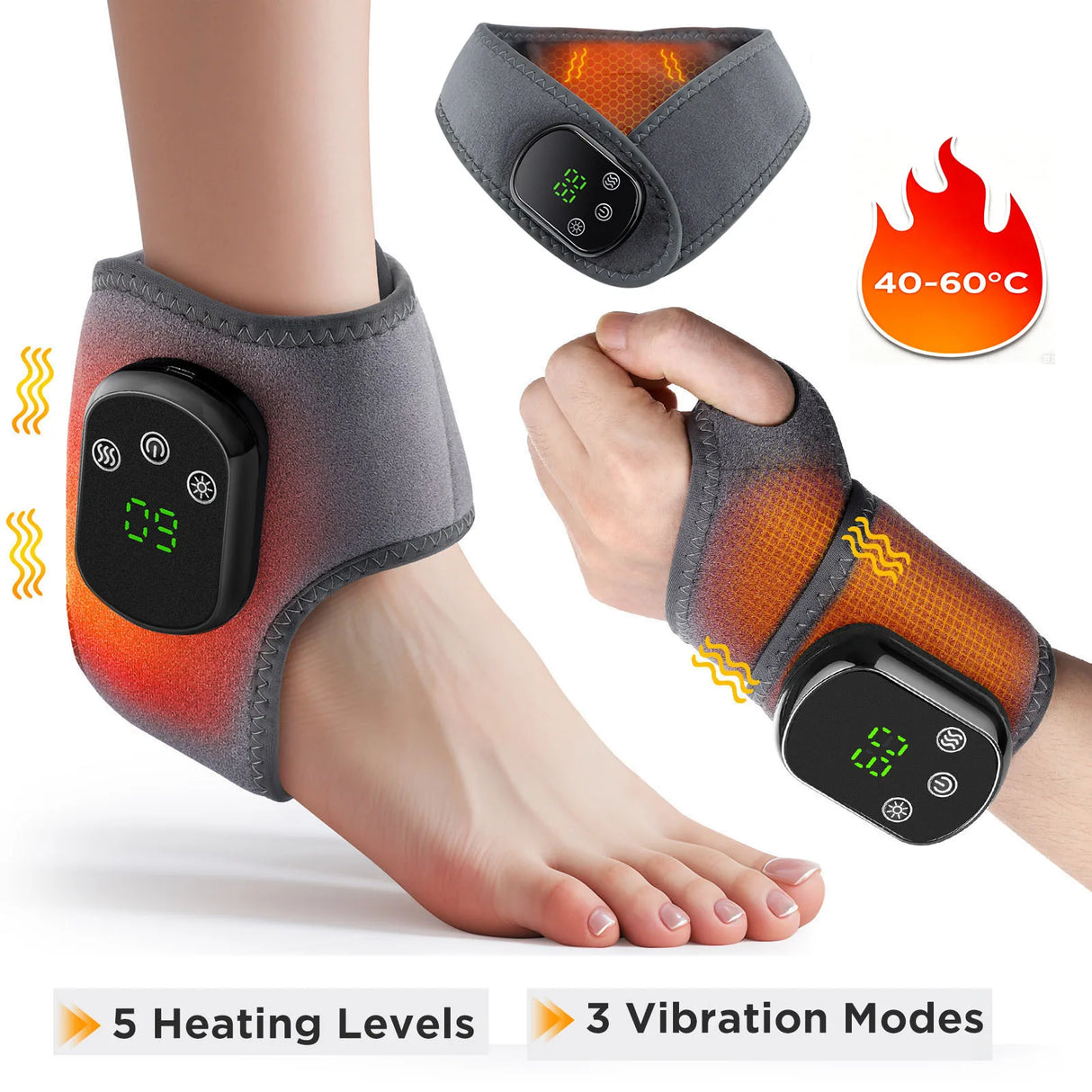 Rechargeable Electric 5 Levels Hot Compress Heating Wrist Or Ankle Guards