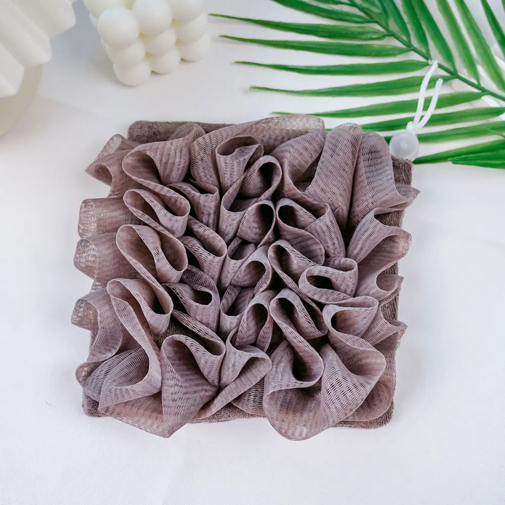 2-In-1 Bath Ball Towel Loofah With Drawstring Closure