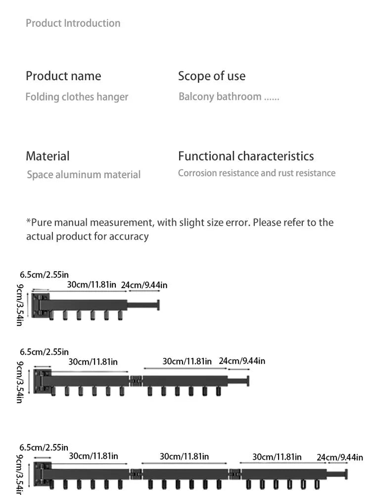 Wall-Mounted Foldable Aluminum Clothes Drying Rack.