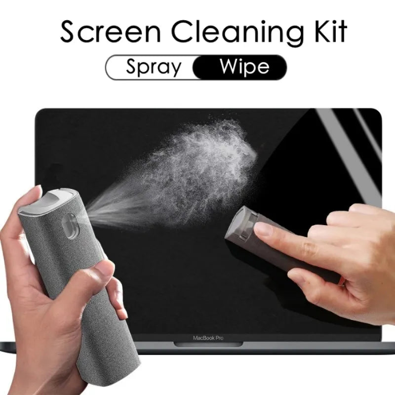 2in1 Microfiber Screen Cleaner Spray Bottle Set For Phones, Glasses Or Laptops