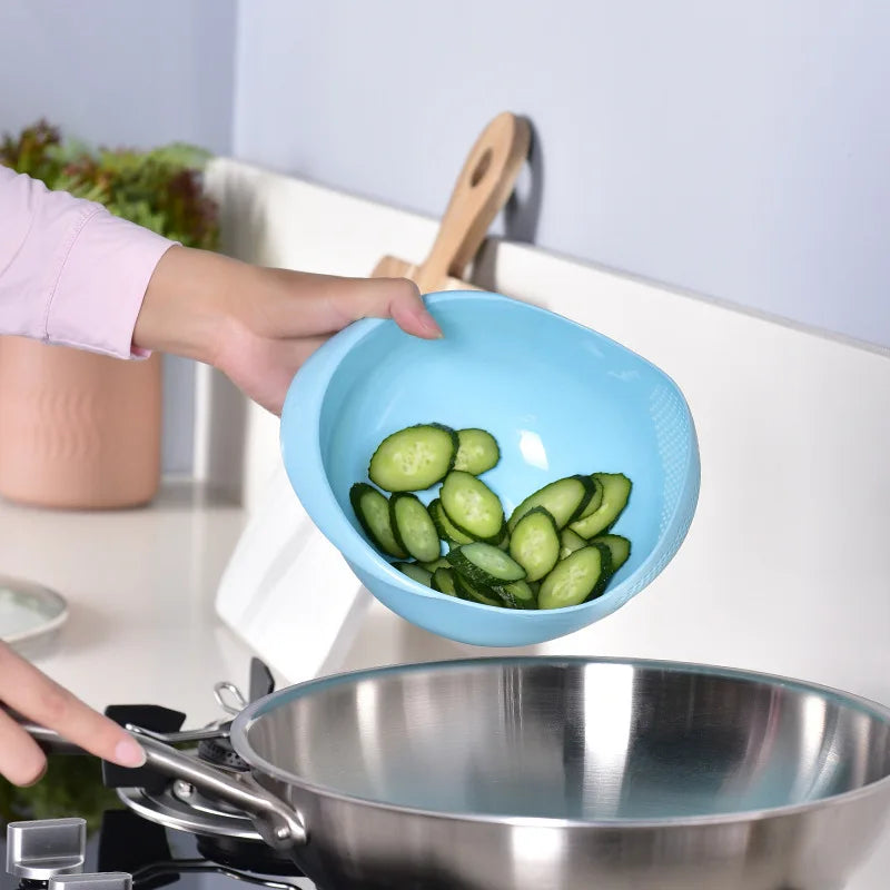 Plastic Rice Bowl Strainer/ Vegetable Colander Basket With Handles