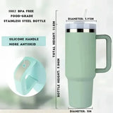 40oz Stainless Steel Insulated Water Bottle with Handle And Straw