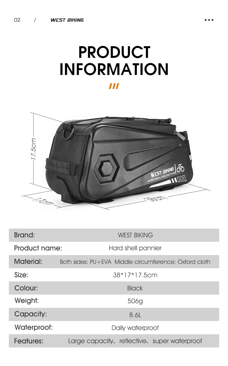 Waterproof 3 in 1rear bike bag. Reflective, 20L capacity