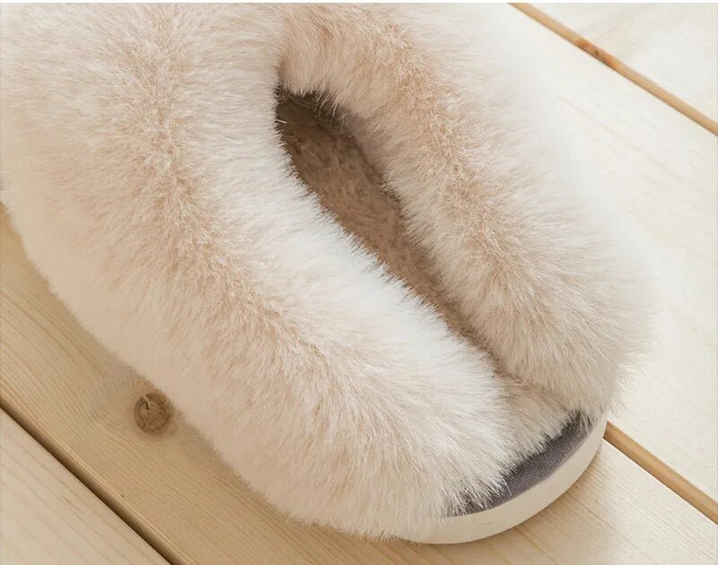 Winter Faux Suede Plush Closed Toe Slippers.