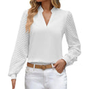 Women's V-Neck, Long Mesh Sleeve Blouses.