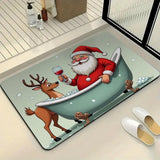 VIKAMA Thick Absorbing Anti-Slip Christmas Machine Washable Floor Mat