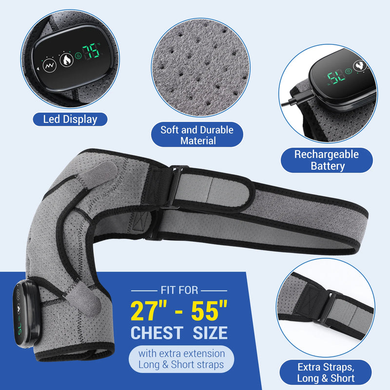 Rechargeable Electric Heated Vibration Massage Belt For Knees, Shoulders Or Elbows