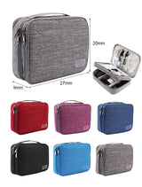 Waterproof Travel Organizer With Zipper Compartments For Cables, USB And Electronics.