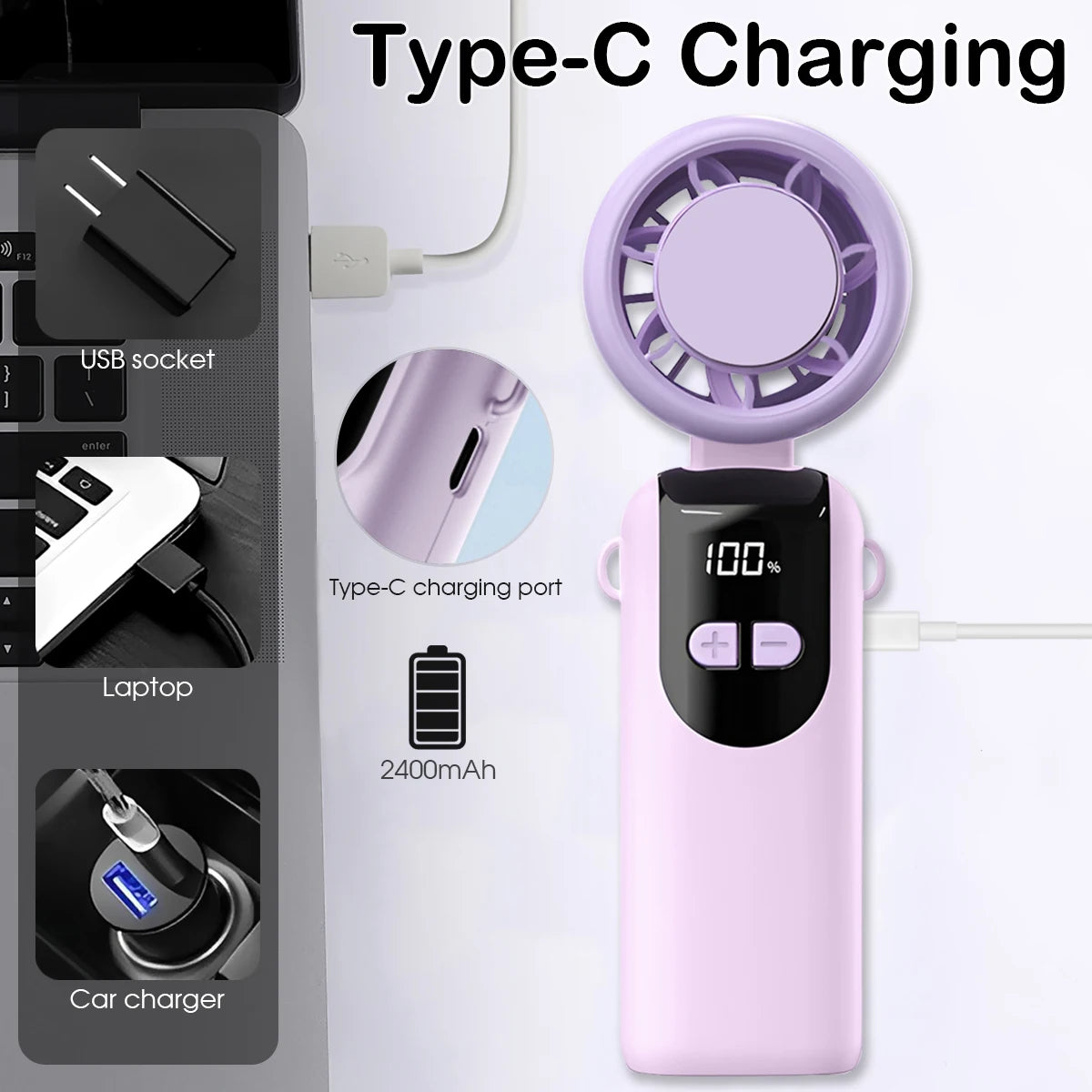 USB Rechargeable Foldable  Handheld Turbo Fan