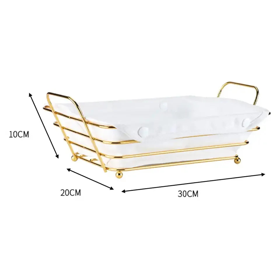 Golden Metal Wire Bread/Fruit Baske