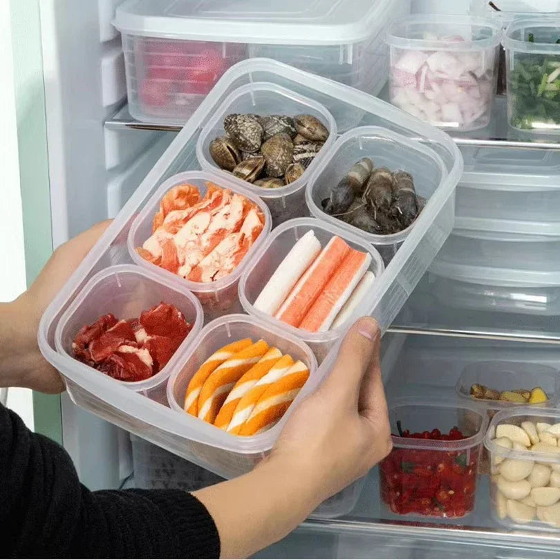 6 Grids Refrigerator Food Storage Box with Lids