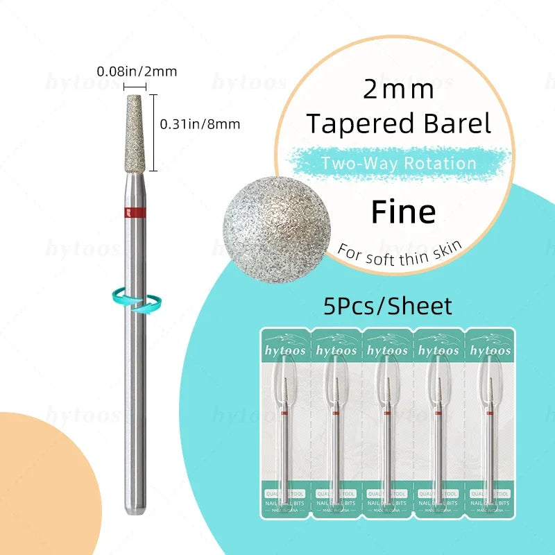 HYTOOS 5Pcs/Set Diamond Nail Drill Bits To Clean Cuticles And Nails