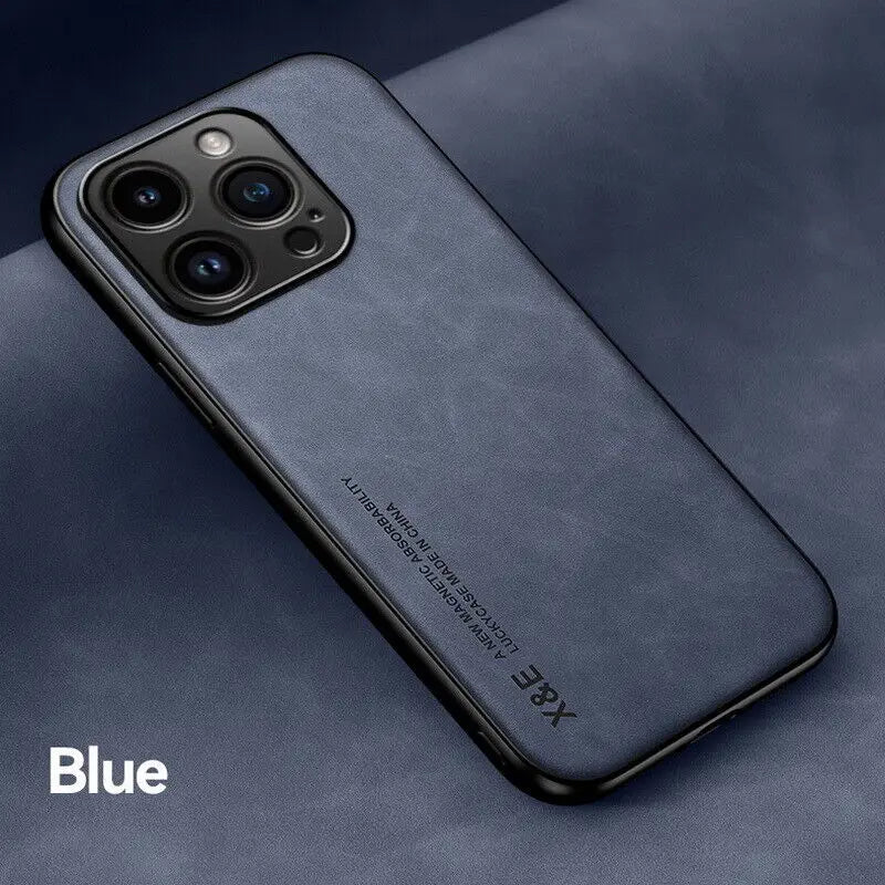 Luxury Matte Magnetic Sheepskin Leather Case For iPhone 16 15 14 13 12 11 Pro Max XR XS X 8 7 Plus
