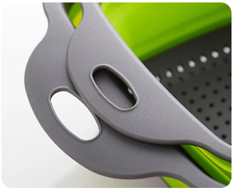 Foldable Square Vegetable Fruit Strainer Basket with Handle