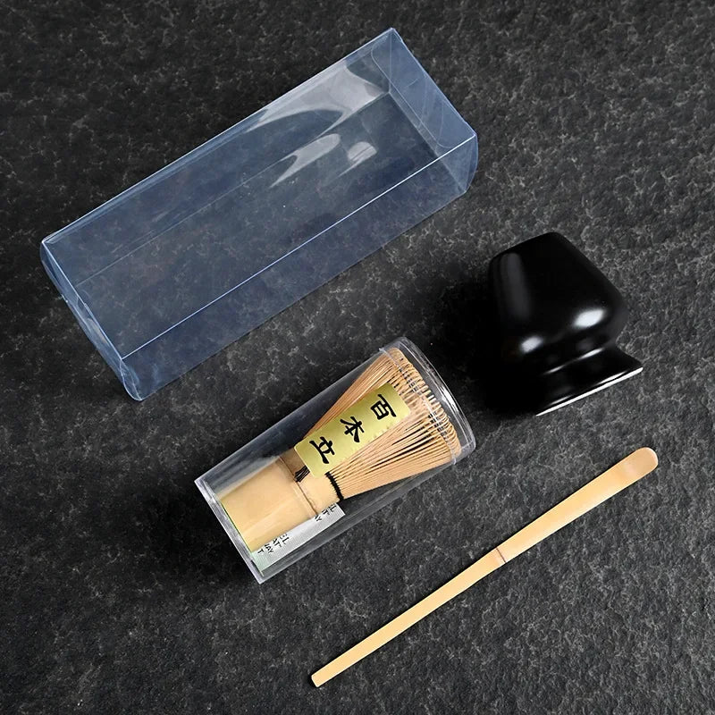 3/4pcs Matcha Bamboo Whisk Teaspoon And Ceramic matte Bowl