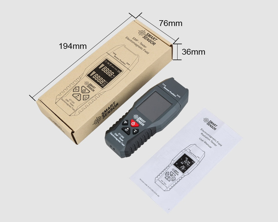 Professional Digital Electromagnetic, Radiation Tester Magnetic Electric Strength EMF Detector with Temperature Measurement