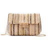 Women's Straw Rainbow Stripe Shoulder Crossbody Handbag With Chain Strap
