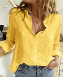 Women's Casual Long Sleeve Cotton Linen Blouse.