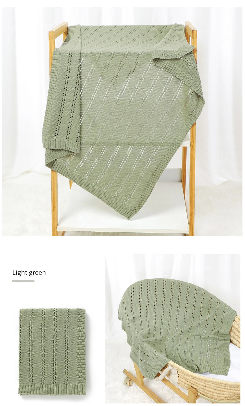 Vertical Stripes Solid Color Baby Cotton Blankets