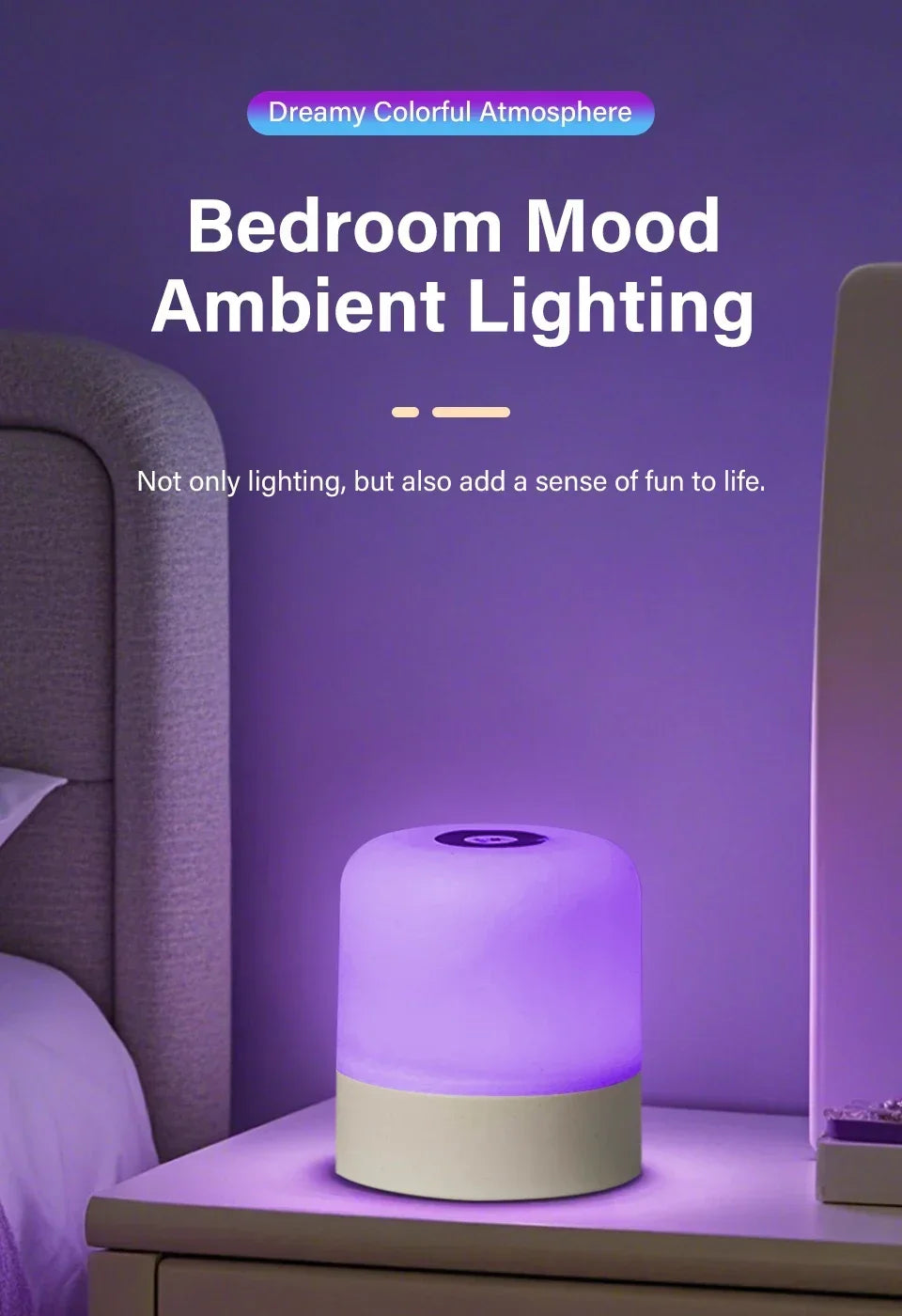 Rechargeable Led Dimmable Multicolor Night Light with Remote Control Or Touch Switch