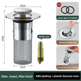Universal Pop-up Chrome Drain Plug Sink Filter with Hair Catcher