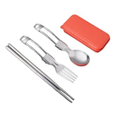 Stainless Steel Folding Spoon Fork Set With Case