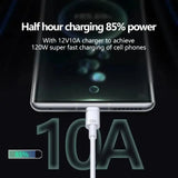 Super Fast Charging 120W USB Type C Cable 10A USBA to USB C 0.25/1/1.5/2M