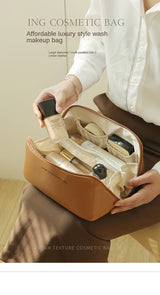 Travel Organizer Leather Bag With Storage Pouch.