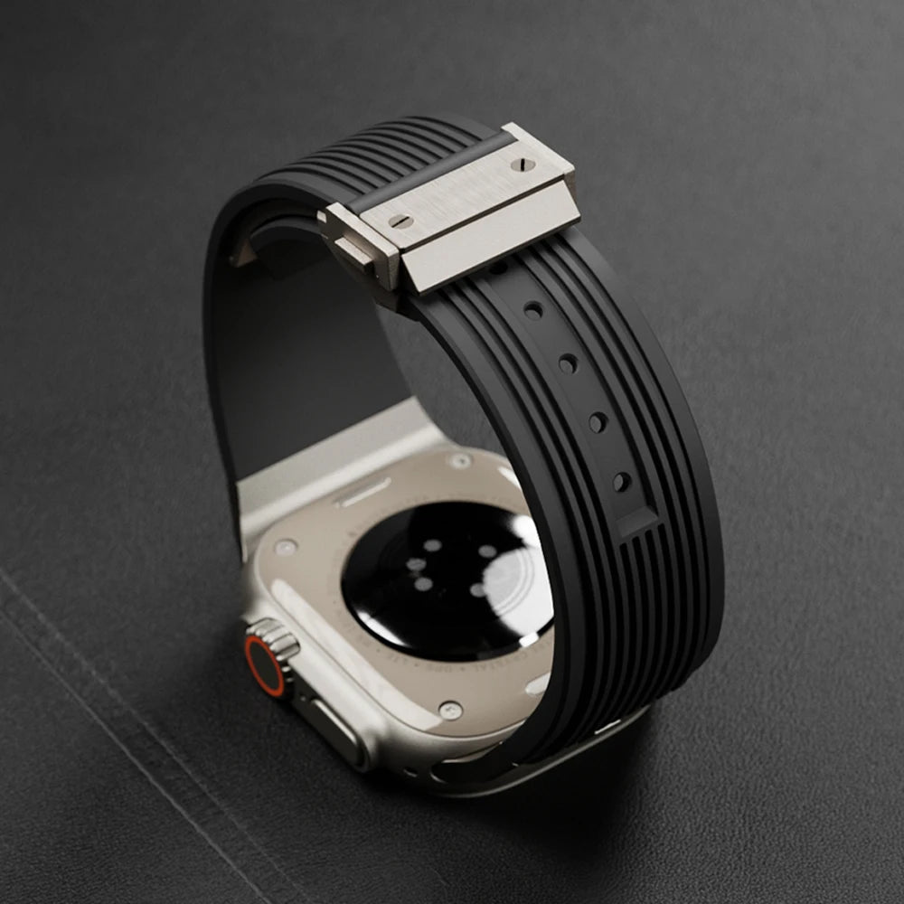 Silicone Sports Strap for Apple Watch Ultra 2/1 49mm Series 9 8 7 45mm 44mm Or IWatch 6 5 4 3 Se 44mm 42mm
