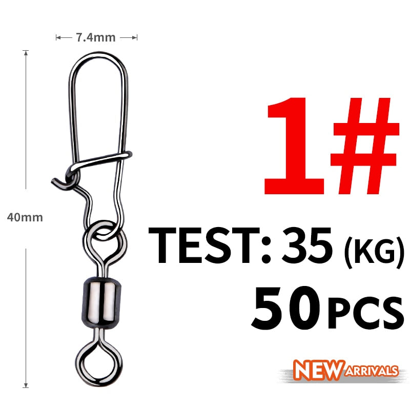 MEREDITH 50PCS Steel Aloy fishing connector. These quick links keeps your fishing line from getting tangled.