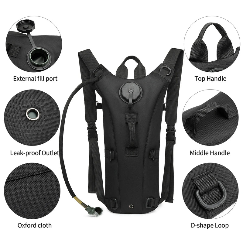 Military Backpack with 3L Waterproof Water Bladder