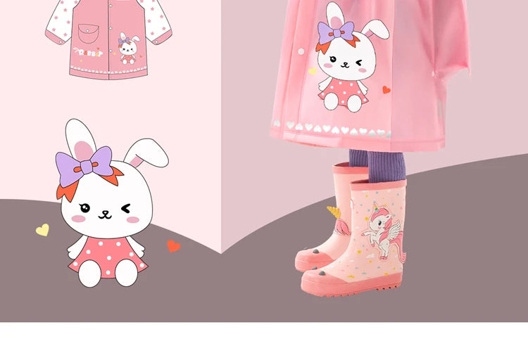 Children's Cartoon Raincoat With Backpack Space