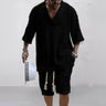 Men's Two Piece V-Neck Knitted Casual Shorts Set