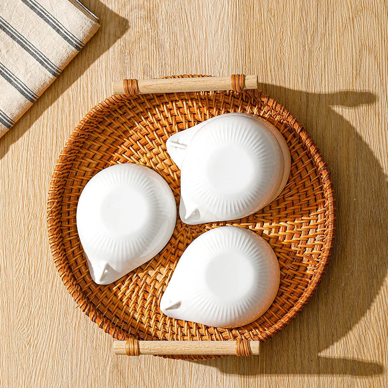 6pcs Japanese Mini Ceramic Decorative Plates For Dipping Sauces
