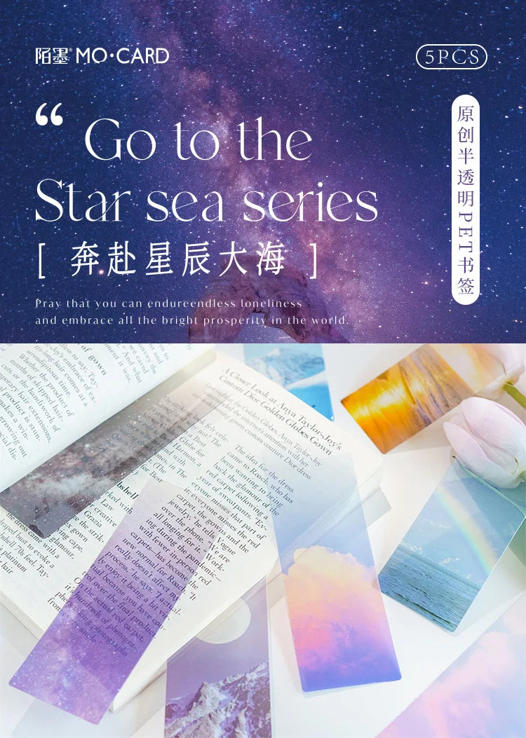 5pcs Star Ocean Translucent Bookmark