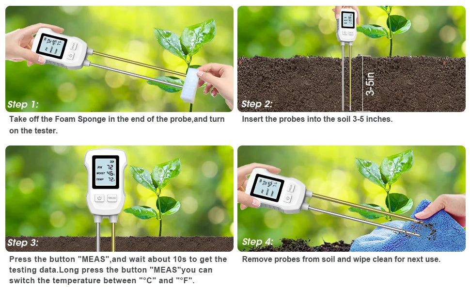 3 in 1 Digital LCD Soil Tester For PH/Moisture/Temperature With Backlight for House And Garden