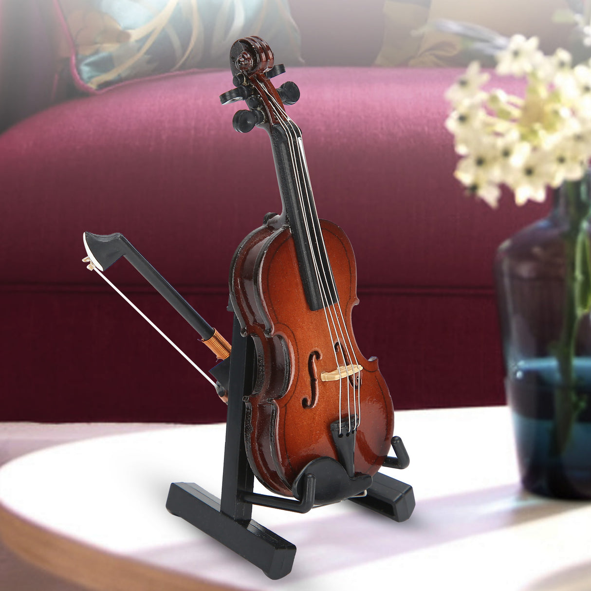 Decorative Mini Violin With Wooden Stand And Case
