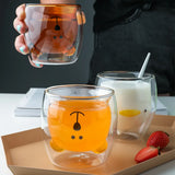 JUSTINLAU Creative Glass Double Wall Insulated Animal Mug