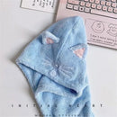 Microfiber Absorbent Hair Towel With Cute Cat Features.