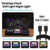30W Digital Clock Wireless Charger With RGB Night Light For Smartphone Airpods Pro Huawei Apple Watch