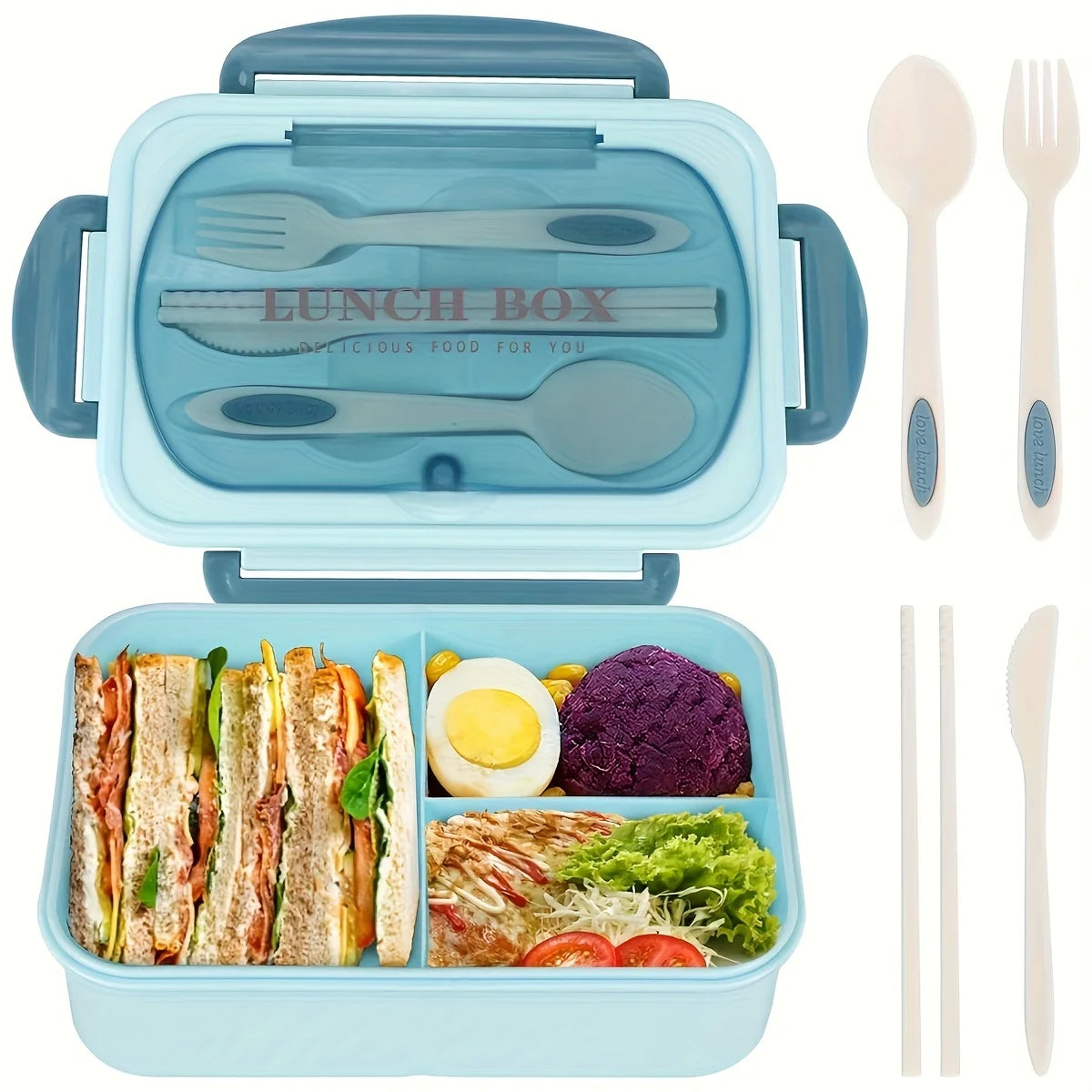 1pc Insulated Microwavable Sealed Lunch Box With Compartments