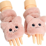 Winter Faux Fur Plush Warm Half Finger Mittens/Gloves.