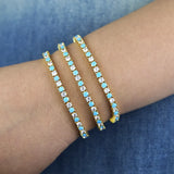 17-19CM Platinum Plated Turquoise Blue With White CZ Stone Tennis Bracelet