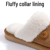 Evshine Women's Fur Plush Warm Slippers With Rubber Soles