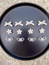 12 Off-White Bows Flowers And Pearl Shoe Accessory Clips