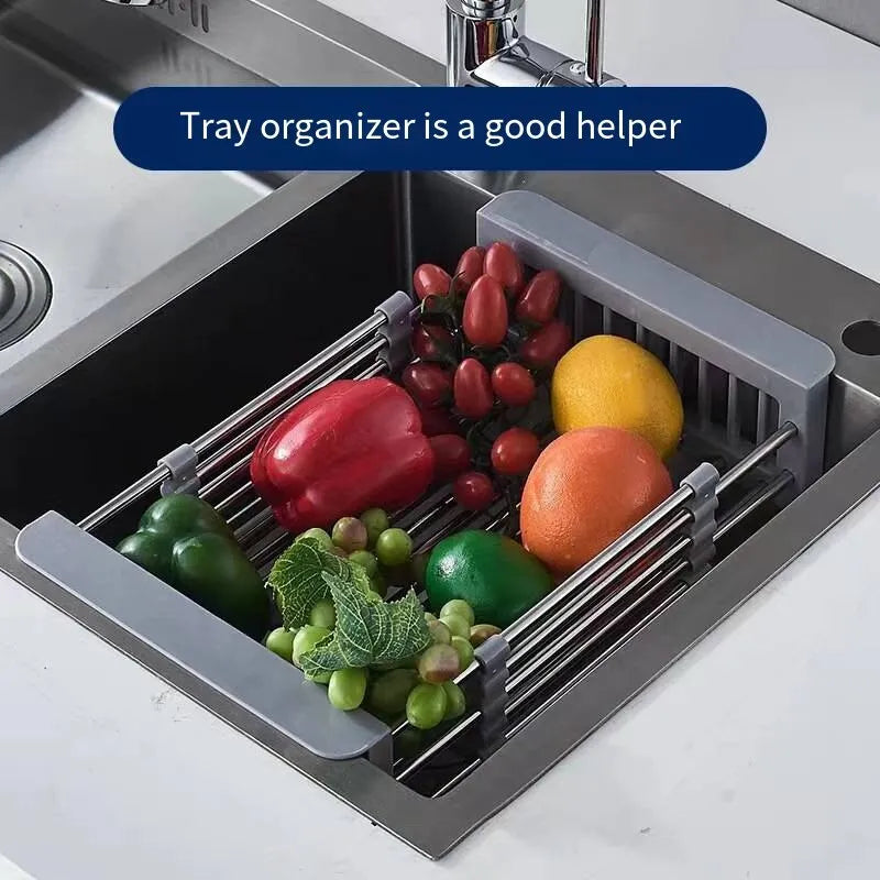 Stainless Steel Kitchen Sink Adjustable Drain Rack.